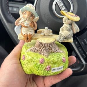 Otagiri Musical Figurine Base with Bunny’s on a seesaw